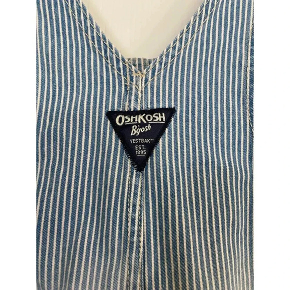 Vintage Oshkosh Baby Vestbak Striped Blue White Denim Overalls Size 2T - Picture 3 of 6